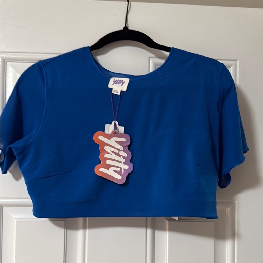 YITTY Blue Crop Top Short Sleeve Fitted